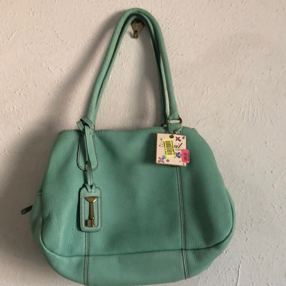 Mint green Leather purse.